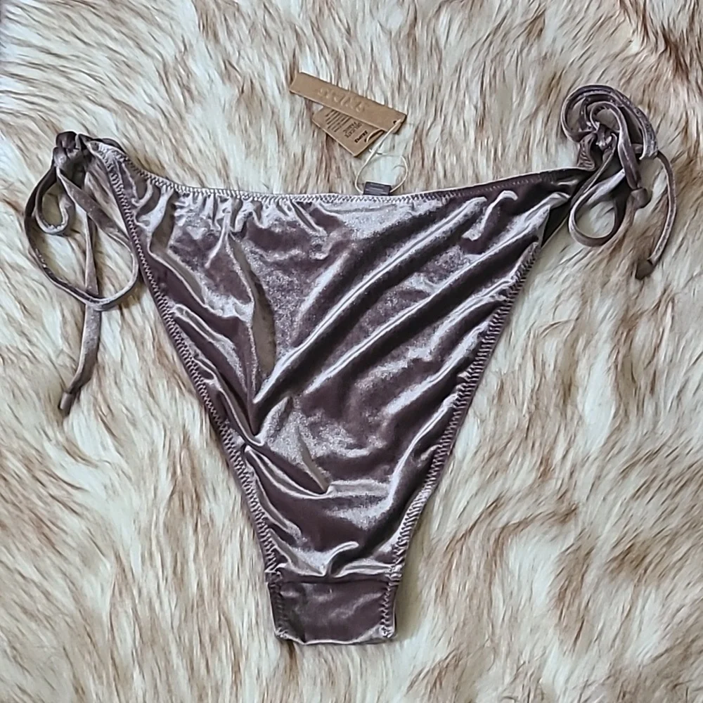 NWT SKIMS Textured Bikini Story Tie Bottom Size 3X Umber